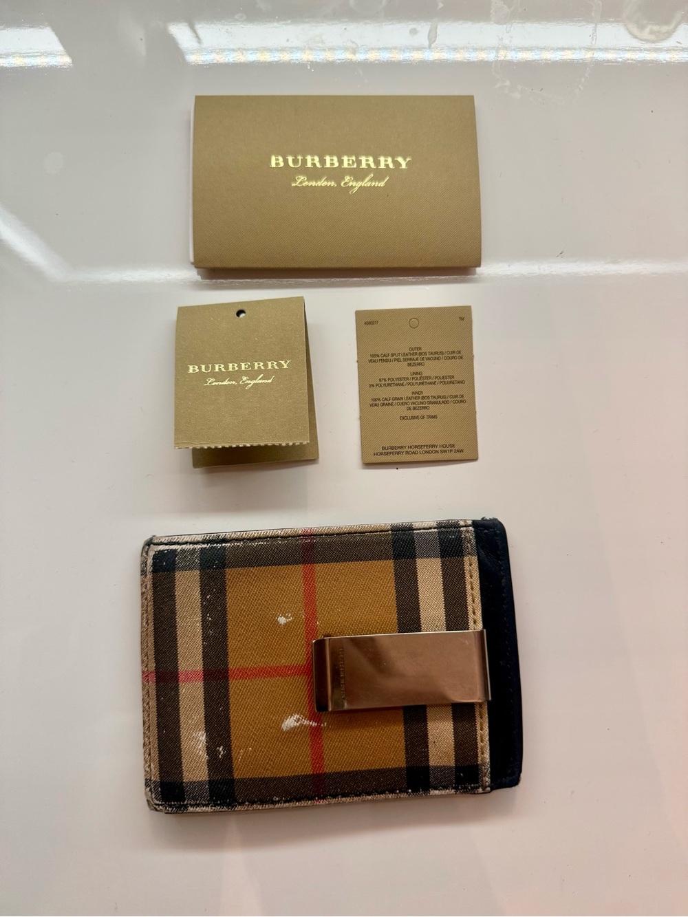 ✨Burberry Men’s Vintage Check Money Clip Wallet ✨